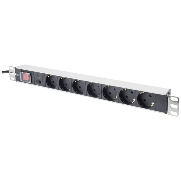 Digitus DN-19 PDU-7SO 19 tum Nätverksskåp-förgreningsdosa Jordat uttag Överspänningsskydd