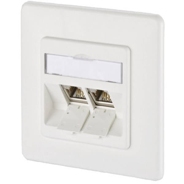 Metz Connect 1309121002-E Nätverksuttag Infälld Insats med centrumplatta och ram 2 Port Renvit Vit
