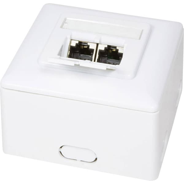 LogiLink NP0039A Nätverksuttag Utanpåliggande CAT 6 2 Port Vit Metallisk, Vit