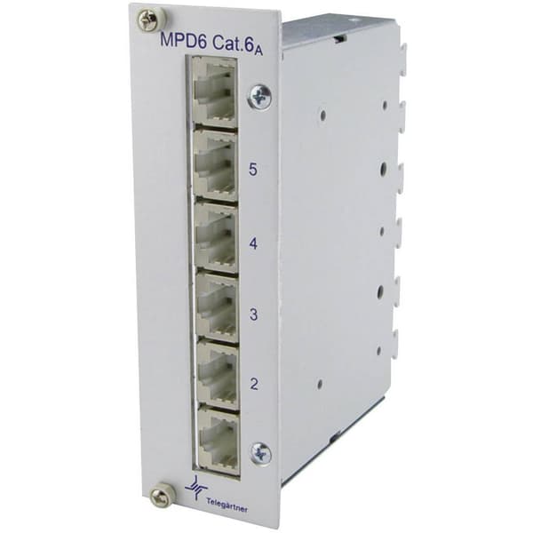 Telegärtner 100006991 6 Port Nätverk Patchpanel CAT 6A 3 U Bestyckad