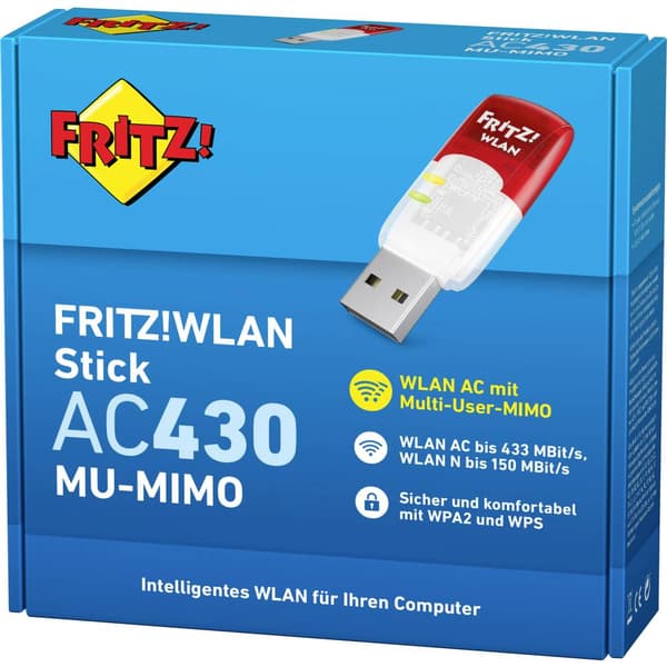 AVM FRITZ!WLAN Stick AC 430 MU-MIMO WiFi USB-dongel USB 433 MBit/s