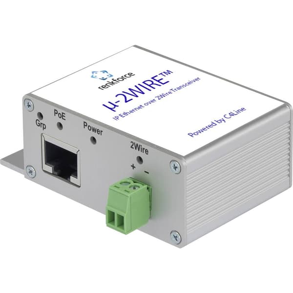 Renkforce RF-3395610 Nätverksförlängning 2-tråds Räckvidd (max.): 300 m 1 st 200 MBit/s med PoE-funktion