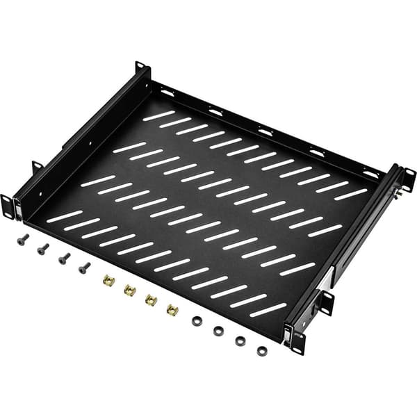 Renkforce RF-3432148 19 tum Nätverksskåp-hyllplan 1 U Töjbara Lämplig för skåpdjup: från 400 mm Svart