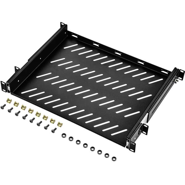 Renkforce RF-3432148 19 tum Nätverksskåp-hyllplan 1 U Töjbara Lämplig för skåpdjup: från 400 mm Svart