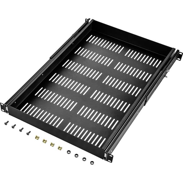 Renkforce RF-3432150 19 tum Nätverksskåp-hyllplan 1 U Töjbara Lämplig för skåpdjup: från 500 mm Svart
