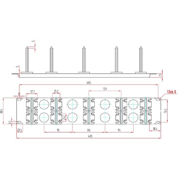 Renkforce RF-3525040 19 tum Nätverksskåp-kabelhållare 2 U 360° vridbar kabelförningsbygel Svart