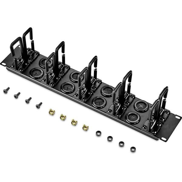 Renkforce RF-3525040 19 tum Nätverksskåp-kabelhållare 2 U 360° vridbar kabelförningsbygel Svart