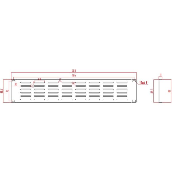 Renkforce RF-3429460 19 tum Nätverksskåp-blindlock 2 U med ventilationshål Mörkgrå