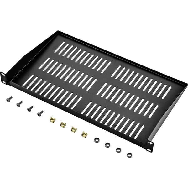 Renkforce RF-3434504 19 tum Nätverksskåp-hyllplan 1 U Lämplig för skåpdjup: från 300 mm Svart