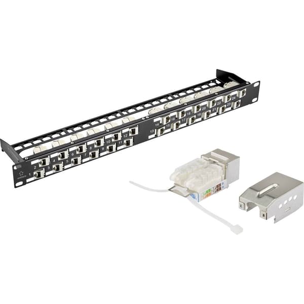 Renkforce KS10 26 + 2 Port Nätverk Patchpanel 483 mm (19) CAT 6A 1 U Bestyckad