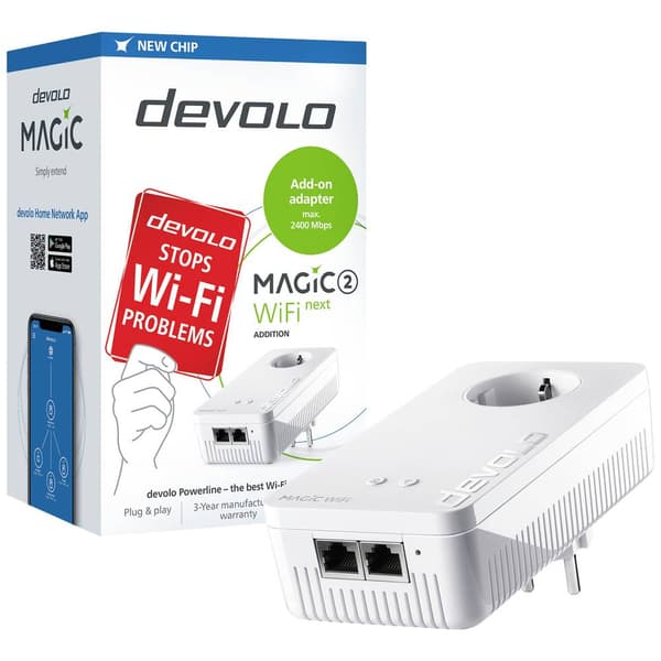 Devolo Magic 2 WiFi next Powerline WLAN förlängningsadapter 8610 DE, AT, NL, EU Powerline, WLAN 2400 MBit/s
