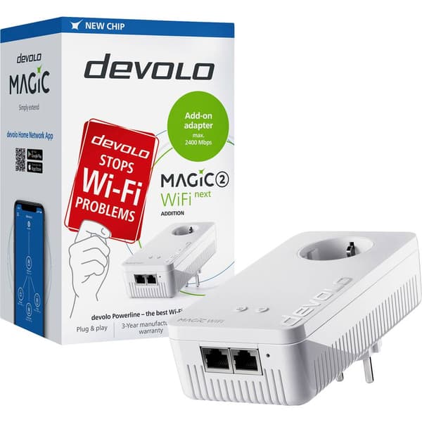 Devolo Magic 2 WiFi next Powerline WLAN förlängningsadapter 8610 DE, AT, NL, EU Powerline, WLAN 2400 MBit/s Vit