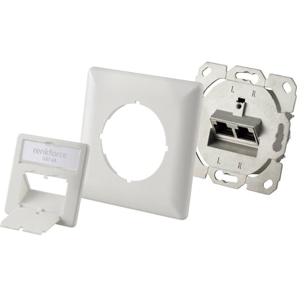 Renkforce Nätverksuttag Infälld Insats CAT 6A 2 Port Vit Vit