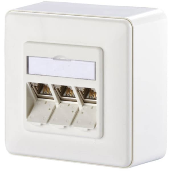 Metz Connect E-DAT modul 3 Port AP Cat.6A, reinweiß Nätverksuttag Utanpåliggande CAT 6A 3 Port Renvit Vit