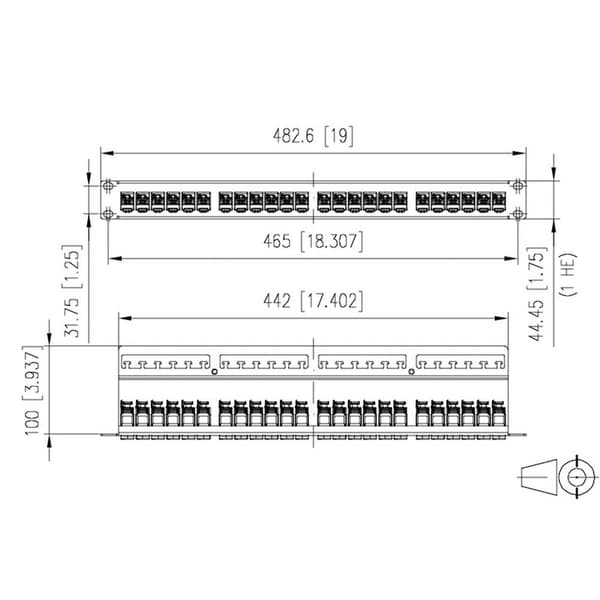 Metz Connect 130921-E 26 + 2 Port Nätverk Patchpanel 483 mm (19) CAT 6A 1 U Bestyckad