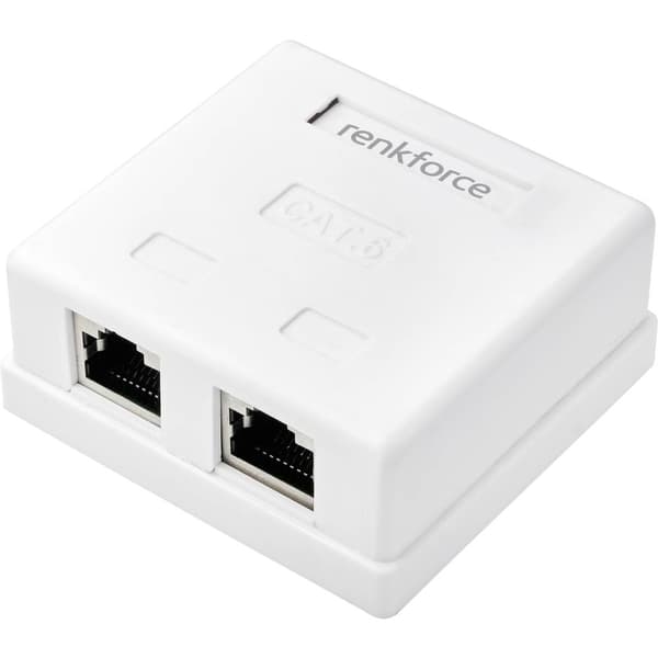 Renkforce Nätverksadapter Utanpåliggande CAT 6 2 Port Vit