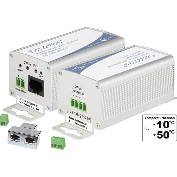 Renkforce RF-2982884 Nätverksförlängning 2-tråds Räckvidd (max.): 400 m 2 st 100 MBit/s utan PoE-funktion