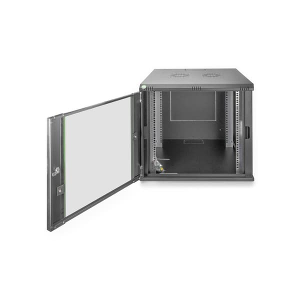 Digitus DN-19 09U-6/6-EC-SW 19 väggskåp (B x H x D) 600 x 505 x 600 mm 9 U Svart, Svart (matt), Svart (RAL 9005)