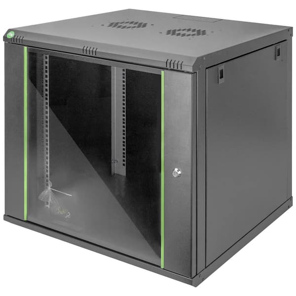 Digitus DN-19 09U-6/6-EC-SW 19 väggskåp (B x H x D) 600 x 505 x 600 mm 9 U Svart, Svart (matt), Svart (RAL 9005)