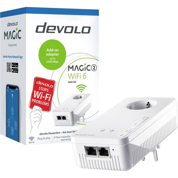 Devolo Magic 2 WiFi 6 Powerline WLAN förlängningsadapter 8811 EU Powerline, WLAN 2400 MBit/s