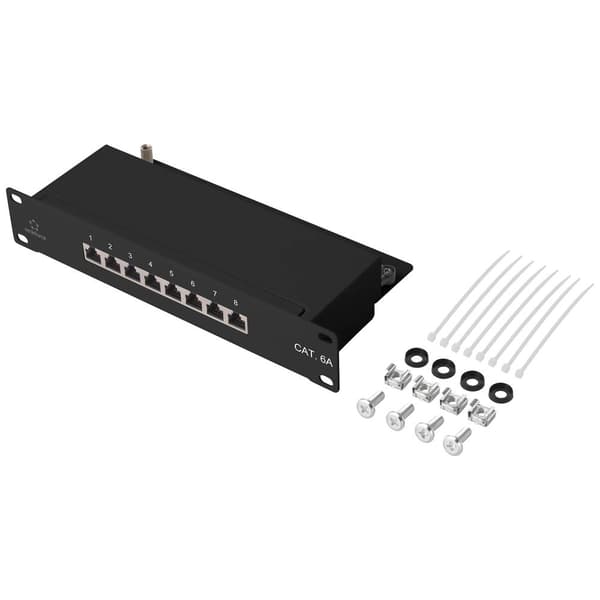 Renkforce RF-4870828 8 Port Nätverk Patchpanel 254 mm (10) CAT 6A 1 U Bestyckad