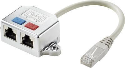 Renkforce RJ45 verkko-T-sovitin CAT 6 [2x RJ45-liitin - 1x RJ45-pistoke] 15,00 cm metalli (RF-4538138)