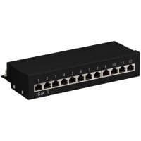 Wentronic Goobay CAT 6 Mini/Desktop Patch Panel, 12 Port, Sort - STP Shielded, Sort (69307) Sort