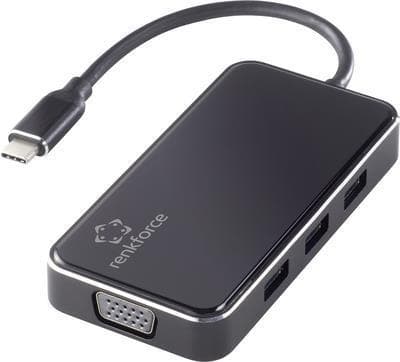 Renkforce RF-HUB-230 6-ports USB Combo Hub med aluminiumshus sort (RF-4613076)