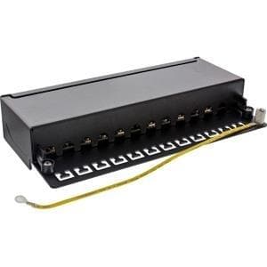 InLine - Patch Panel - Bordsmonterbar, Lämplig för väggmontering - RJ-45 X 12 - Svart, RAL 9005 (76809A) Sort