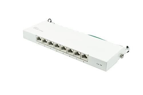 Patch Panel Desktop Cat. 6A, 8-ports, 0,5U, STP-afskærmet, værktøjsfri åbning, ren hvid (RAL9010) (GC-N0119) Hvid