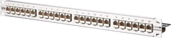 METZ CONNECT E-DAT moduuli 24x8(8) 1U patch field Cat.6A ruostumaton teräs - kytkentäpaneeli - 1U - 24 porttia (130921-E)
