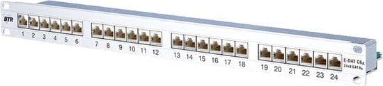 METZ CONNECT BTR E-DAT C6A 24x8(8) - Patch Panel - RJ-45 X 24 - Sølv - 1U (130855C-E) Aluminium, Hvid