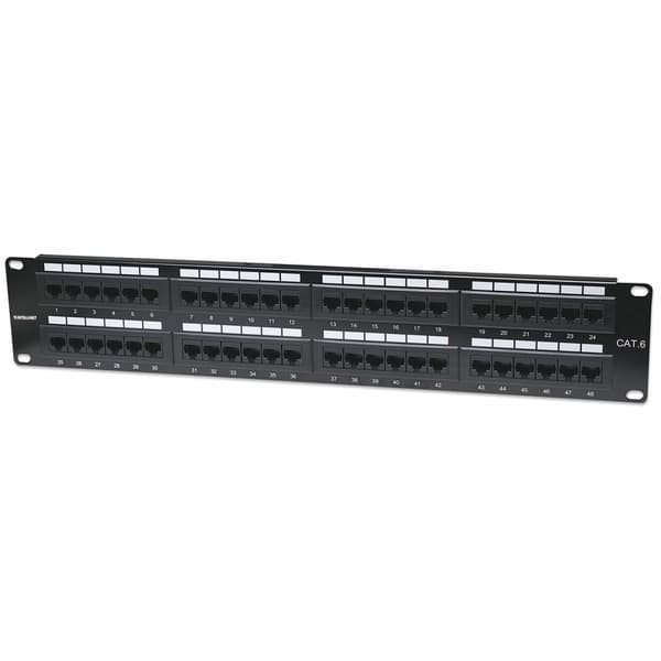 Intellinet 560283 48-porttinen Cat6 patch panel UTP 2 U 19" 19" musta