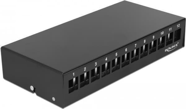 Delock - Tomt keystone patchpanel - velegnet til vægmontering, DIN-skinne monteres - sort - 12 porte (43415) Sort