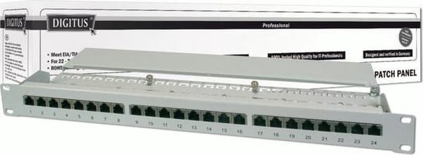 DIGITUS Patch panel 1U 16-Port Cat5e skærmet grå