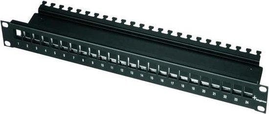 Telegärtner modulholder - 1U - 24 porte - til AMJ - UMJ moduler og adaptere - sort (H02025A0220) Sort