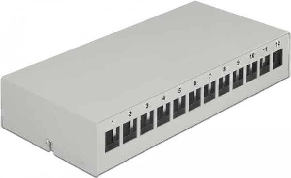 Delock - Tomt keystone patchpanel - velegnet til vægmontering, DIN-skinne monteres - grå - 12 porte (43414)