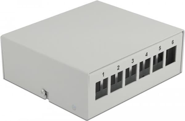 Delock - Tomt keystone patchpanel - velegnet til vægmontering, DIN-skinne monteres - grå - 6 porte (43410) Grå