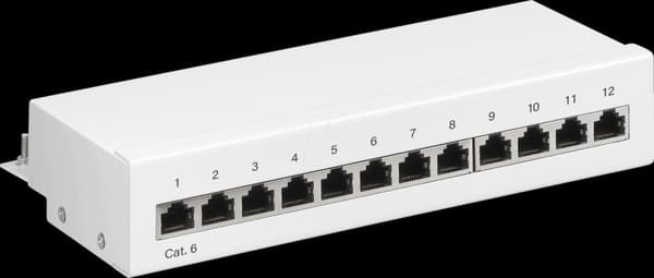 Goobay CAT 6 Mini/Desktop Patch Panel, 12 Port, Hvid - STP skærmet (62070) Hvid