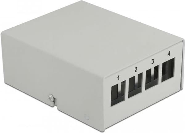 Delock - Tomt keystone patchpanel - velegnet til vægmontering, DIN-skinne monteres - grå - 4 porte (43407) Grå