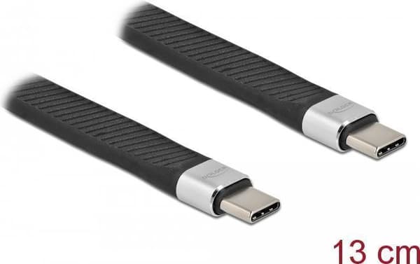 Delock - USB-kabel - USB-C (M) til USB-C (M) - USB 2.0 - 20 V - 5 A - 13 cm - understøtter strømforsyning - sort, sølv (86940)