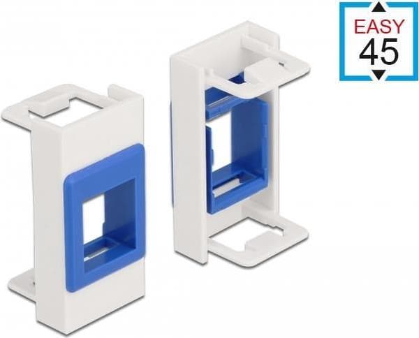 Delock Easy 45 -moduulin Keystone-pidike 22,5 x 45 mm - moduulin kannen pikakiinnityspidike - valkoinen, sininen - 1 liitäntä (81357)