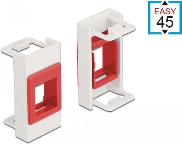 Delock Easy 45 - modulskydd snap-in hållare - vit, röd (81355)