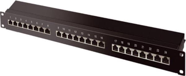 CAT6a Gigabit 19'' Patch Panel 1U med 24 porte - skærmet / sort Sort