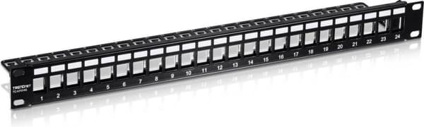 TRENDnet Patchpanel 24 port Cat6 skærmet 1U 19" rackmontering Sort