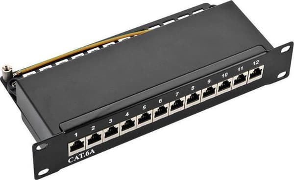 LogiLink 10" Cat.6A Patch panel, 12-ports STP, sort