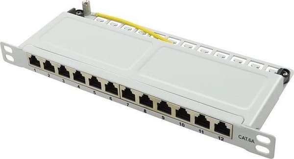 LogiLink 10" Cat.6A patchpanel, 12-ports, grå, 0,5 U Grå