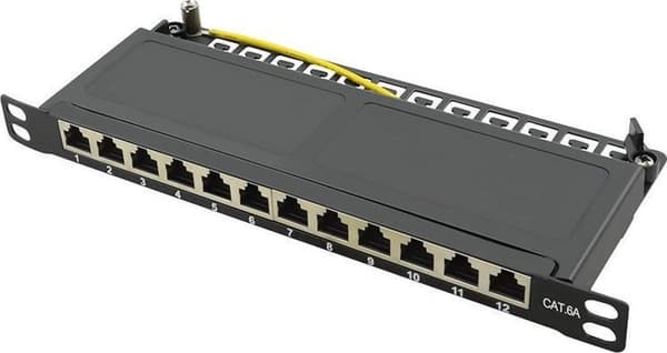 LogiLink 10" Cat.6A patchpanel, 12-ports, sort, 0,5 U Sort
