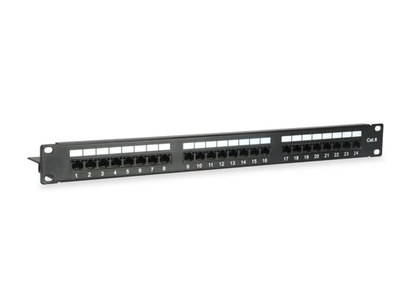 Udstyr patchpanel 24x RJ45 Cat6 1U UTP 19" Sort