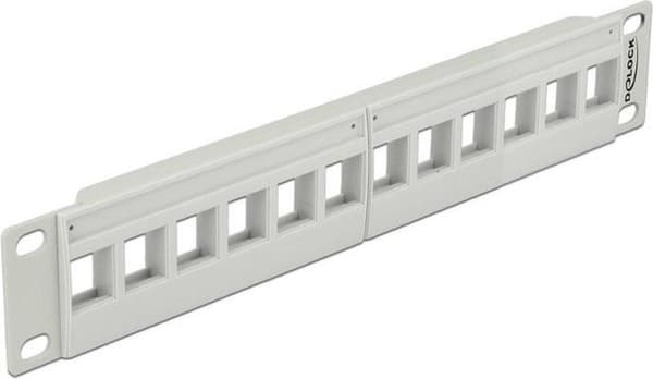 10'' Patch Panel 12 Keystone-moduulille / harmaa Harmaa